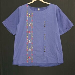 Vibrant Blue Embroidered Women's Top